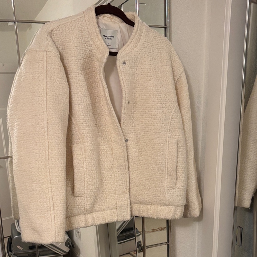 Abercrombie & Fitch Cream Bomber Jacket